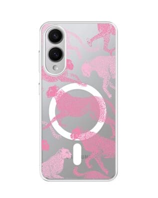 Etui do Samsung Galaxy S25 Edge z MagSafe przeźroczyste, silikonowe Flexi, Mystic, Różowe pumy