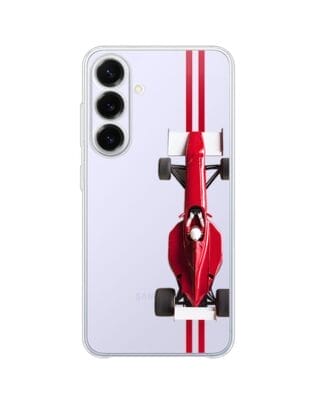 Etui do Samsung Galaxy S25 FE przeźroczyste, silikonowe Flexi, Szybkie Auta, czerwone F1