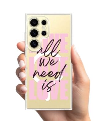 Etui do Samsung Galaxy S24 Ultra z MagSafe przeźroczyste, silikonowe Flexi, Positive Vibes, All We Need Is Love