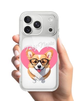 Etui do iPhone 17 Pro Max przeźroczyste, silikonowe Flexi, Puppy Love, pies rasy Corgi