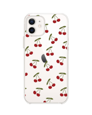 Etui do iPhone 12 Mini przeźroczyste, silikonowe Flexi, Mini Patterns, Wiśnie