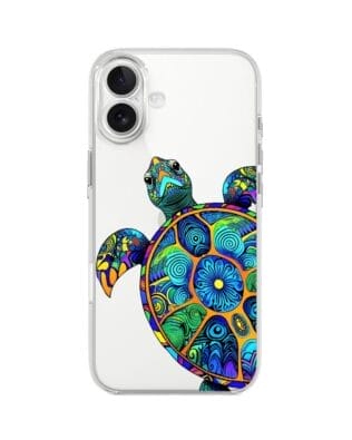 Etui do iPhone 17 przeźroczyste, silikonowe Flexi, Dzika Mandala, Żółw