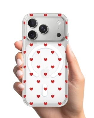 Etui do iPhone 17 Pro z MagSafe przeźroczyste, silikonowe Flexi, Mini Patterns, Serduszka