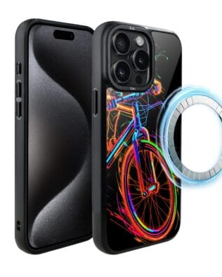 Etui do iPhone 15 Pro Max IBIZU DropGuard Matt z MagSafe, #ElectroMove, Rowerowa wibracja