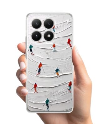 Etui do Xiaomi 15T przeźroczyste, silikonowe Flexi, Zimowa magia, Narciarski obraz
