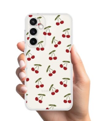 Etui do Samsung Galaxy S23 Plus przeźroczyste, silikonowe Flexi, Mini Patterns, Wiśnie