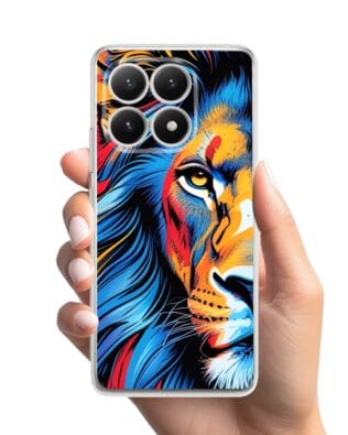 Etui do Xiaomi 15T przeźroczyste, silikonowe Flexi, Dzika Mandala, Lwie spojrzenie