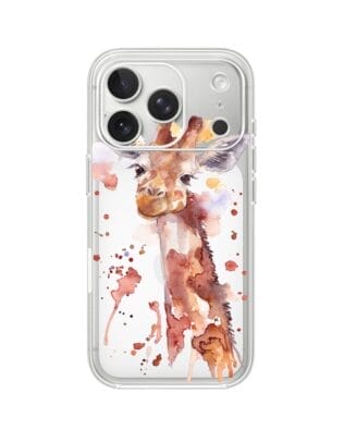 Etui do iPhone 17 Pro Max przeźroczyste, silikonowe Flexi, Akwarelowe Zoo, Żyrafa