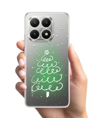 Etui do Xiaomi 15T przeźroczyste, silikonowe Flexi, malowana choinka na zielonym świetle