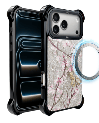 Etui do iPhone 17 Pro Max IBIZU DropGuard Ultra z MagSafe, Modern Classics, Mozaika kwitnącej wiśni