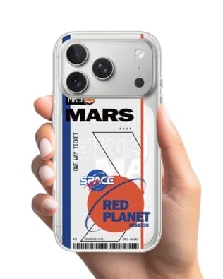 Etui do iPhone 17 Pro Max z MagSafe przeźroczyste, silikonowe Flexi, bilet na Mars