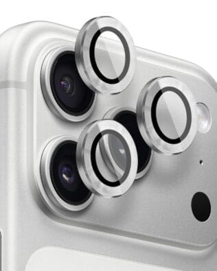 Metalowa osłona obiektywu aparatu ze szkła hartowanego 9H do iPhone 17 Pro Max, 1 zestaw, srebrne