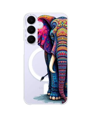 Etui do Samsung Galaxy S25 FE z MagSafe przeźroczyste, silikonowe Flexi, Dzika Mandala, Słoń