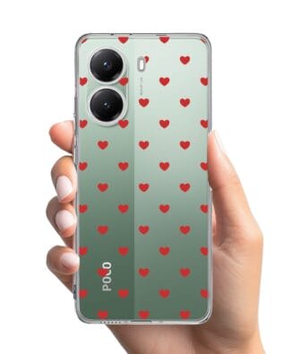 Etui do Xiaomi POCO X7 Pro przeźroczyste, silikonowe Flexi, Mini Patterns, Serduszka