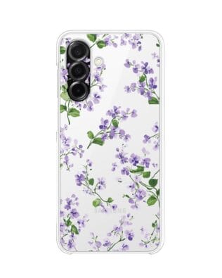 Etui do Samsung Galaxy A26 5G przeźroczyste, silikonowe Flexi, Fioletowe Bratki