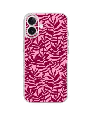 Etui do iPhone 17 przeźroczyste, silikonowe Flexi, Summer Patterns, bordowe liście