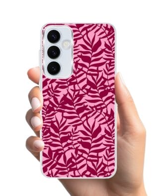 Etui do Samsung Galaxy A35 5G z MagSafe przeźroczyste, silikonowe Flexi, bordowe liście