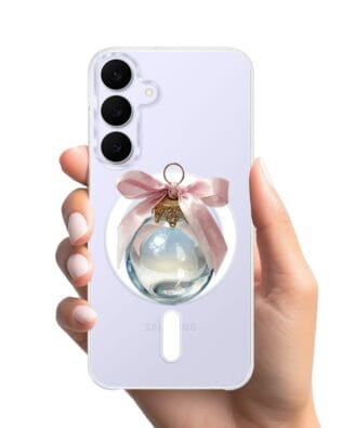 Etui do Samsung Galaxy S25 FE z MagSafe przeźroczyste, silikonowe Flexi, Przytulne święta, Kryształowa bombka