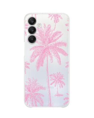 Etui do Samsung Galaxy A25 5G przeźroczyste, silikonowe Flexi, Mystic, Różowe palmy
