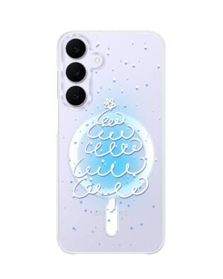 Etui do Samsung Galaxy S25 FE z MagSafe przeźroczyste, silikonowe Flexi, malowana choinka na niebieskim świetle