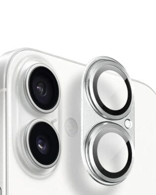 Metalowa osłona na cały aparat z wbudowanymi szkłami do iPhone 17, srebrna