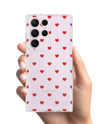 Etui do Samsung Galaxy S23 Ultra przeźroczyste, silikonowe Flexi, Mini Patterns, Serduszka