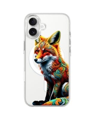 Etui do iPhone 17 z MagSafe przeźroczyste, silikonowe Flexi, Dzika Mandala, Lis