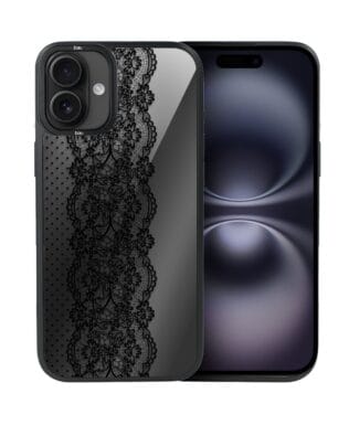 Etui do iPhone 16 IBIZU DropGuard Matt z MagSafe, Midnight, Ornamentowa koronka