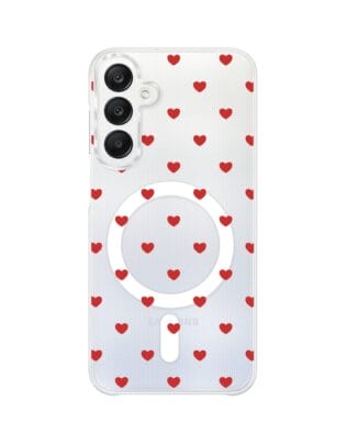 Etui do Samsung Galaxy A25 5G z MagSafe przeźroczyste, silikonowe Flexi, Mini Patterns, Serduszka