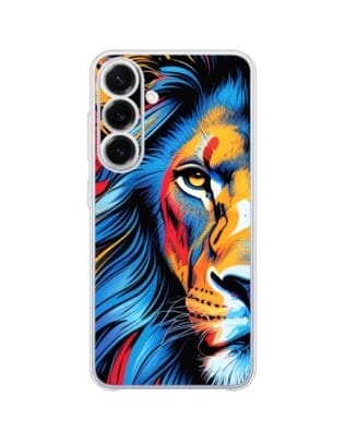 Etui do Samsung Galaxy S25 FE przeźroczyste, silikonowe Flexi, Dzika Mandala, Lwie spojrzenie