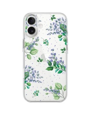 Etui do iPhone 17 przeźroczyste, silikonowe Flexi, fioletowe kwiatki