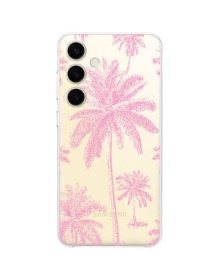Etui do Samsung Galaxy S25 przeźroczyste, silikonowe Flexi, Mystic, Różowe palmy