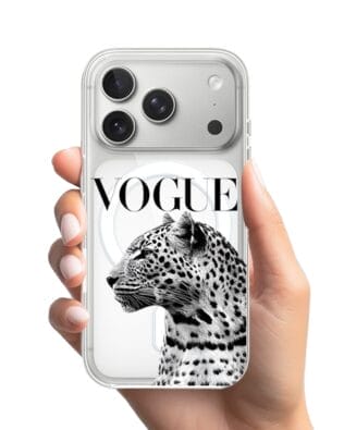 Etui do iPhone 17 Pro z MagSafe przeźroczyste, silikonowe Flexi, Positive Vibes, Tygrys Vogue