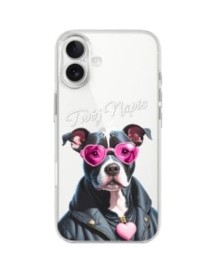 Etui do iPhone 17 przeźroczyste, silikonowe Flexi, Puppy Love, pies rasy Amstaff