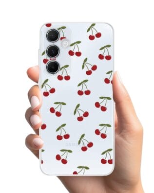 Etui do Samsung Galaxy A35 5G przeźroczyste, silikonowe Flexi, Mini Patterns, Wiśnie