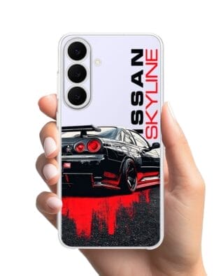 Etui do Samsung Galaxy S25 FE przeźroczyste, silikonowe Flexi, Szybkie Auta, czarny Skyline