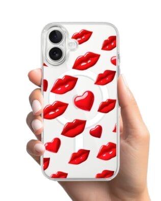 Etui do iPhone 17 z MagSafe przeźroczyste, silikonowe Flexi, czerwone usta