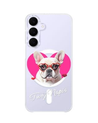 Etui do Samsung Galaxy S25 FE z MagSafe przeźroczyste, silikonowe Flexi, Puppy Love, pies rasy Buldog Francuski