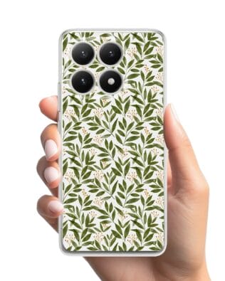 Etui do Xiaomi 15T przeźroczyste, silikonowe Flexi, Summer Patterns, zielone gałązki