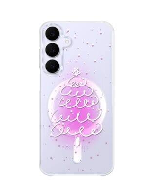 Etui do Samsung Galaxy S25 FE z MagSafe przeźroczyste, silikonowe Flexi, malowana choinka na różowym świetle