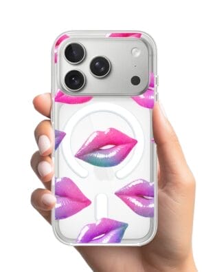 Etui do iPhone 17 Pro z MagSafe przeźroczyste, silikonowe Flexi, hologramowe usta