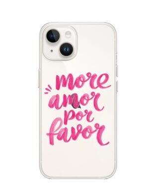 Etui do iPhone 14 Plus przeźroczyste, silikonowe Flexi, Positive Vibes, More amore per favore
