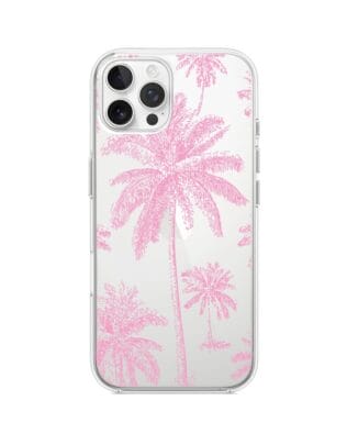 Etui do iPhone 12 Pro przeźroczyste, silikonowe Flexi, Mystic, Różowe palmy