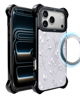 Etui do iPhone 17 Pro Max IBIZU DropGuard Ultra z MagSafe, Zimowa magia, Lodowe kwiaty