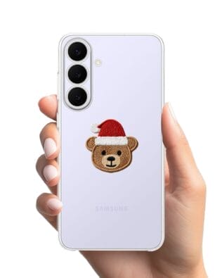 Etui do Samsung Galaxy S25 FE przeźroczyste, silikonowe Flexi, Przytulne święta, Miś mikołajek