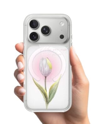 Etui do iPhone 17 Pro Max z MagSafe przeźroczyste, silikonowe Flexi, tulipan