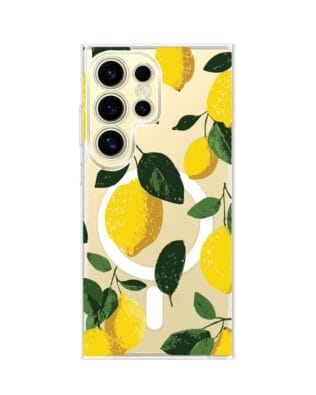 Etui do Samsung Galaxy S24 Ultra z MagSafe przeźroczyste, silikonowe Flexi, Italian Summer, Cytrynowe