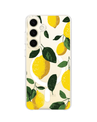 Etui do Samsung Galaxy S24 Plus z MagSafe przeźroczyste, silikonowe Flexi, Italian Summer, Cytrynowe