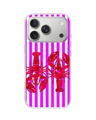 Etui do iPhone 17 Pro Max z MagSafe przeźroczyste, silikonowe Flexi, Summer Patterns, kraby z różowymi paskami