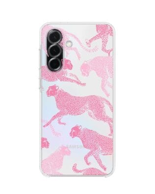 Etui do Samsung Galaxy A36 5G przeźroczyste, silikonowe Flexi, Mystic, Różowe pumy